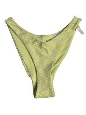 AERIE Cheekiest High Cut Jacquard Bikini Bottoms Sz S Lemon Yellow Textured Swim